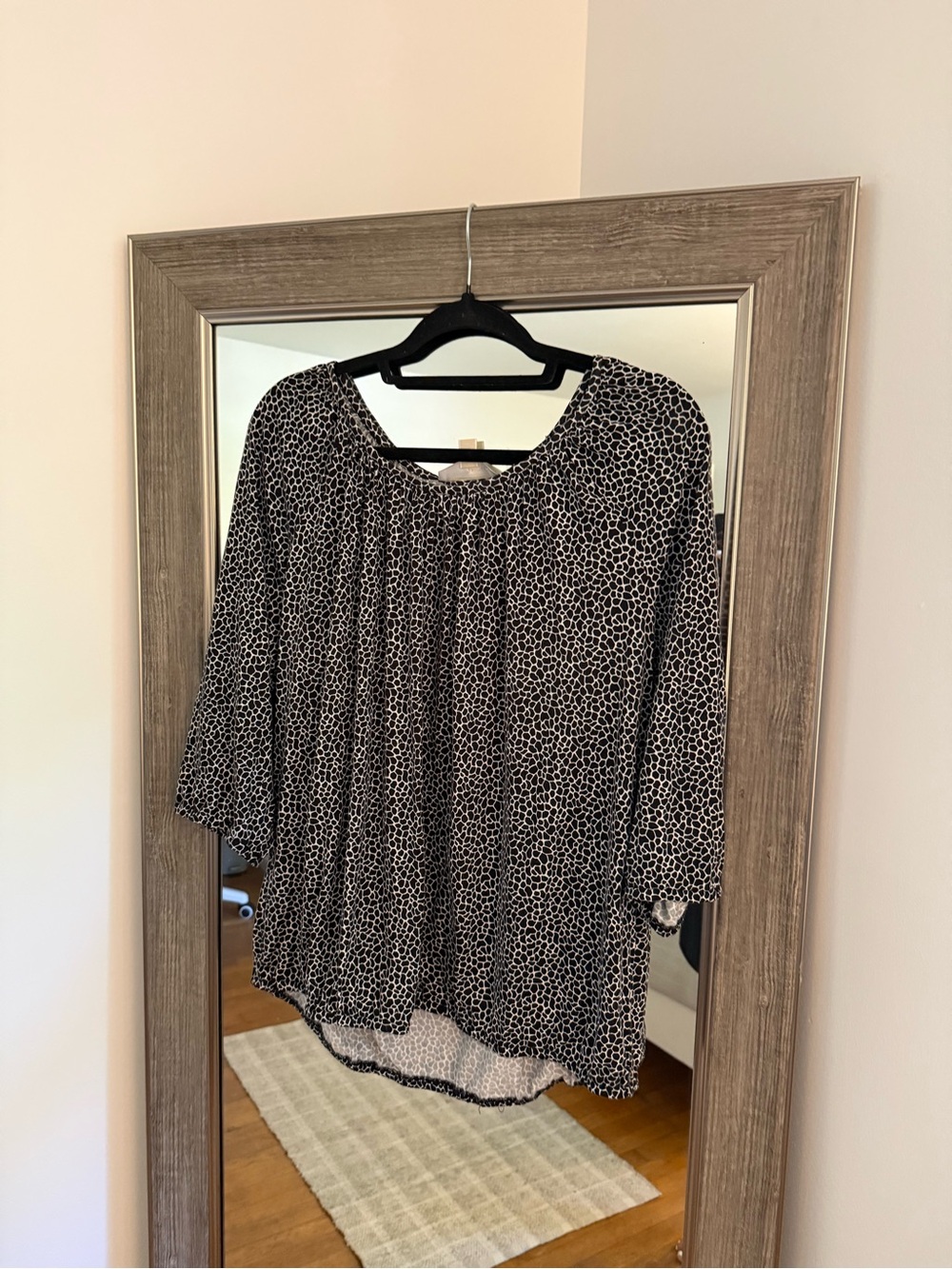Michael Kors Plus Size 1X Black and White Women's Top 3/4 sleeve